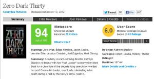 Calificaciones reflejadas en Metacritic.com a 3 de enero de 2013